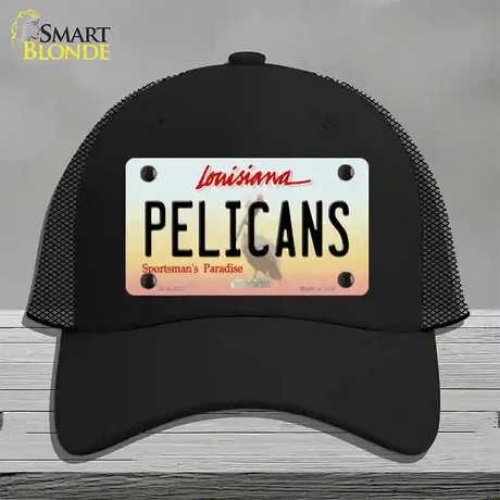 Pelicans Louisiana State Novelty License Plate Hat Mesh / Black