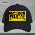 Caution Pelicans Fan Novelty License Plate Hat Mesh / Black