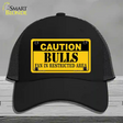 Caution Bulls Fan Novelty License Plate Hat Mesh / Black