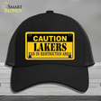 Caution Lakers Fan Novelty License Plate Hat Mesh / Black