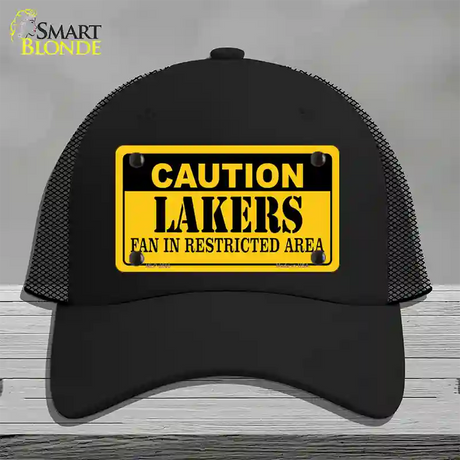 Caution Lakers Fan Novelty License Plate Hat Mesh / Black