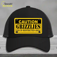 Caution Grizzlies Fan Novelty License Plate Hat Mesh / Black