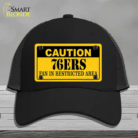 Caution 76ers Fan Novelty License Plate Hat Mesh / Black