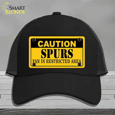 Caution Spurs Fan Novelty License Plate Hat Mesh / Black