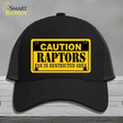 Caution Raptors Fan Novelty License Plate Hat Mesh / Black