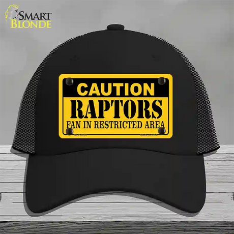 Caution Raptors Fan Novelty License Plate Hat Mesh / Black