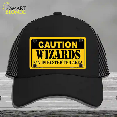 Caution Wizards Fan Novelty License Plate Hat Mesh / Black