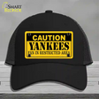 Caution Yankees Fan Novelty License Plate Hat Mesh / Black