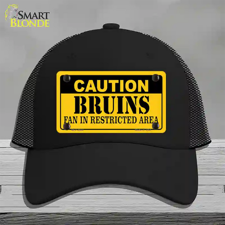 Caution Bruins Vanity Novelty License Plate Hat Mesh / Black