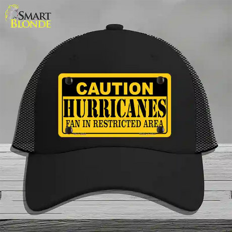 Caution Hurricanes Novelty License Plate Hat Mesh / Black