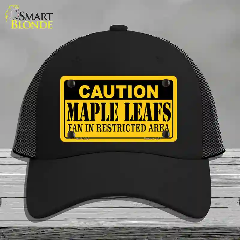Caution Maple Leafs Novelty License Plate Hat Mesh / Black