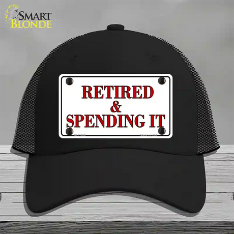 Retired And Spending It Novelty License Plate Hat Mesh / Black