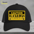 Caution Blackhawks Novelty License Plate Hat Mesh / Black