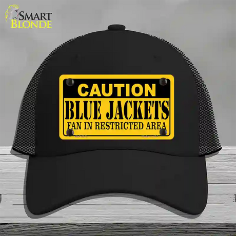 Caution Blue Jackets Novelty License Plate Hat Mesh / Black