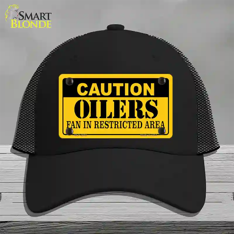 Caution Oilers Novelty License Plate Hat Mesh / Black