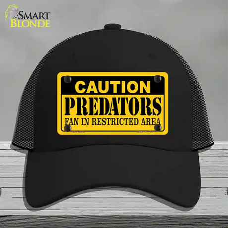 Caution Predators Novelty License Plate Hat Mesh / Black