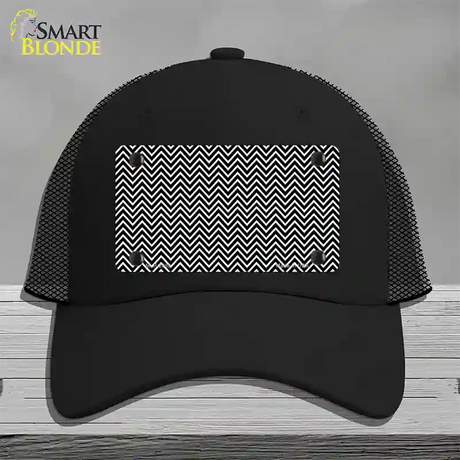 Black White Chevron Novelty License Plate Hat Mesh / Black