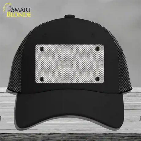 Grey White Chevron Novelty License Plate Hat Mesh / Black