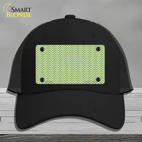 Lime Green White Chevron Novelty License Plate Hat Mesh / Black