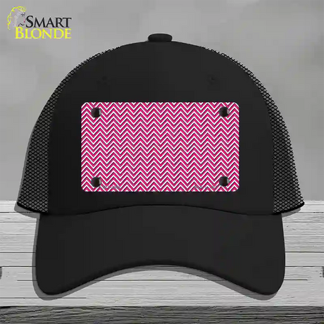 Pink White Chevron Novelty License Plate Hat Mesh / Black