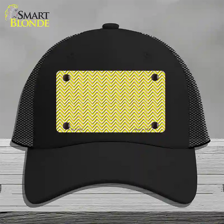 Yellow White Chevron Novelty License Plate Hat Mesh / Black