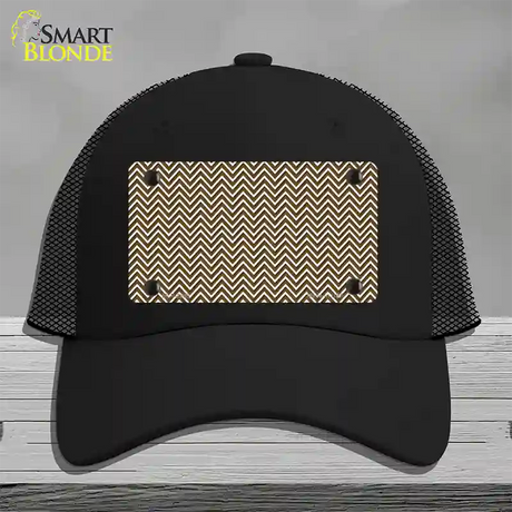 Brown White Chevron Novelty License Plate Hat Mesh / Black