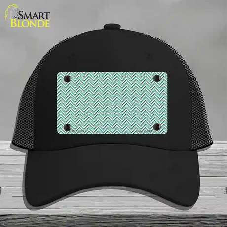 Mint White Chevron Novelty License Plate Hat Mesh / Black