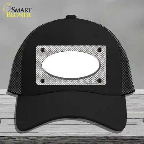 Grey White Chevon White Oval Novelty License Plate Hat Mesh / Black