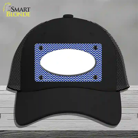 Blue White Chevon White Center Oval Novelty License Plate Hat Mesh / Black