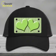 Lime Green White Chevron Lime Green Center Hearts Novelty License Plate Hat Mesh / Black