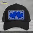 Blue White Chevron Blue Center Hearts Novelty License Plate Hat Mesh / Black