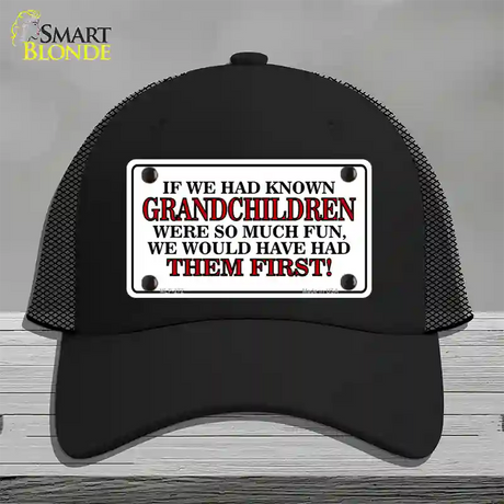 Grandchildren First Novelty License Plate Hat Mesh / Black