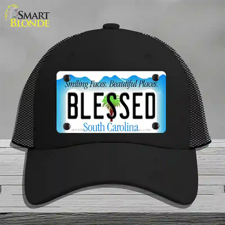 Blessed South Carolina Blue Novelty License Plate Hat Mesh / Black