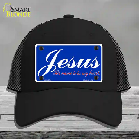 Jesus Blue Novelty License Plate Hat Mesh / Black