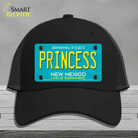 Princess New Mexico Teal Novelty License Plate Hat Mesh / Black