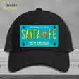 Santa Fe New Mexico Teal Novelty License Plate Hat Mesh / Black