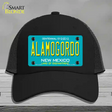 Alamogordo New Mexico Teal Novelty License Plate Hat Mesh / Black