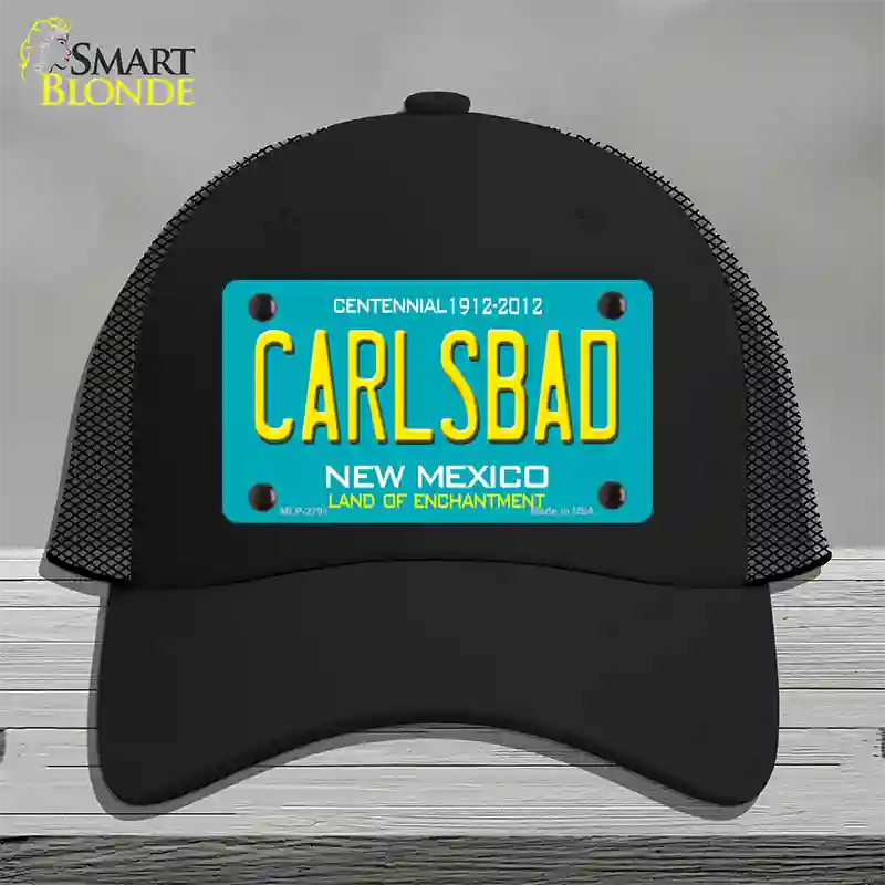 Carlsbad New Mexico Teal Novelty License Plate Hat Mesh / Black