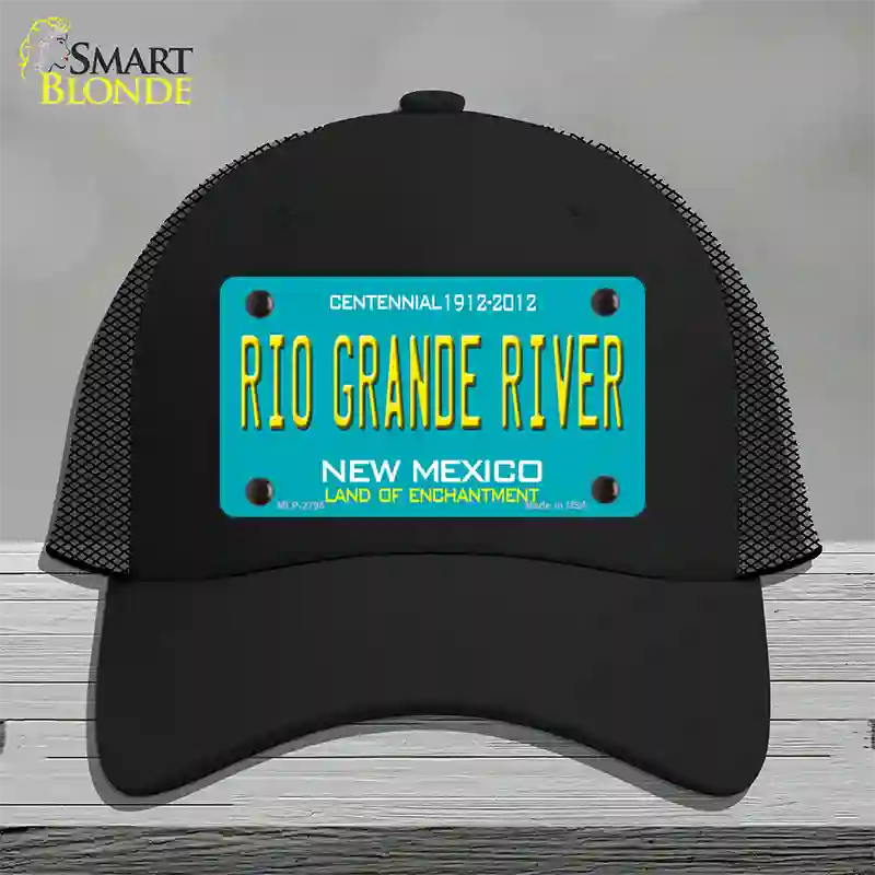 Rio Grande River New Mexico Teal Novelty License Plate Hat Mesh / Black