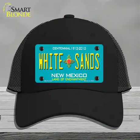 White Sands New Mexico Teal Novelty License Plate Hat Mesh / Black