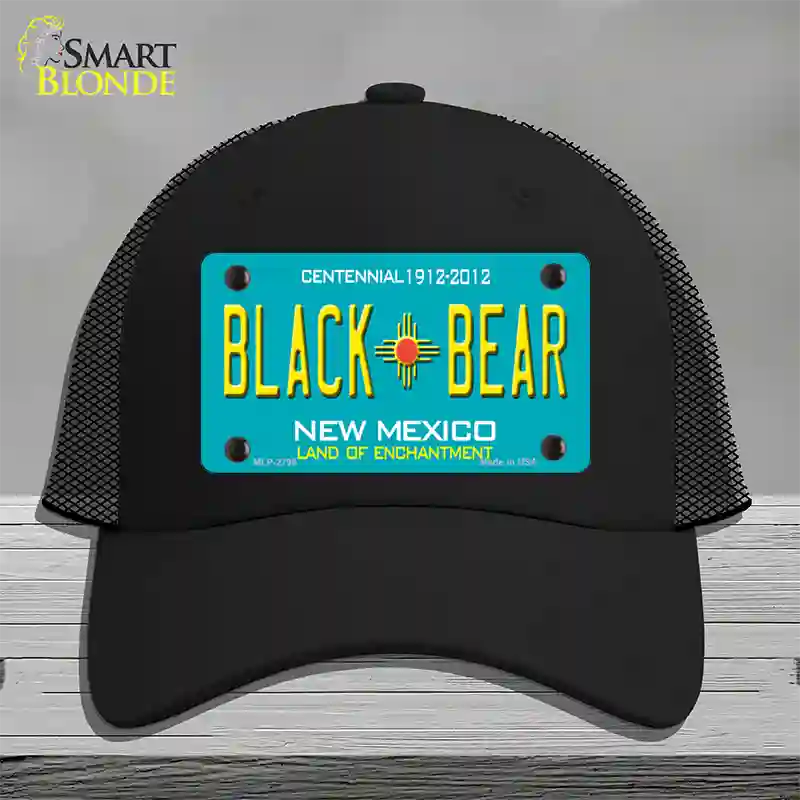 Black Bear New Mexico Teal Novelty License Plate Hat Mesh / Black