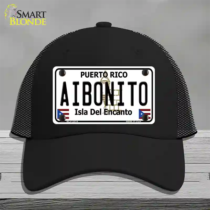 Aibonito Puerto Rico Novelty License Plate Hat Mesh / Black