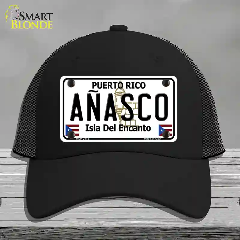 Anasco Puerto Rico Novelty License Plate Hat Mesh / Black