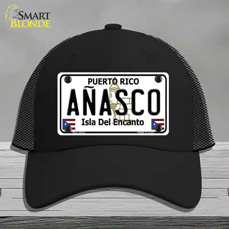 Anasco Puerto Rico Novelty License Plate Hat Mesh / Black