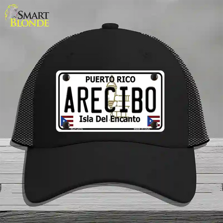 Arecibo Puerto Rico Novelty License Plate Hat Mesh / Black