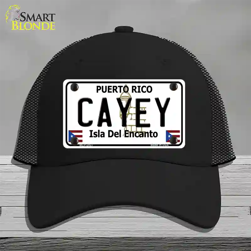 Cayey Puerto Rico Novelty License Plate Hat Mesh / Black