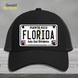 Florida Puerto Rico Novelty License Plate Hat Mesh / Black