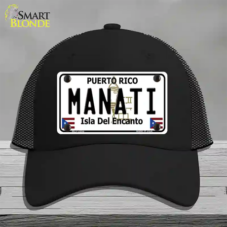 Manati Puerto Rico Novelty License Plate Hat Mesh / Black