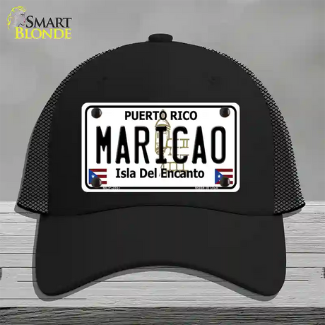 Maricao Puerto Rico Novelty License Plate Hat Mesh / Black