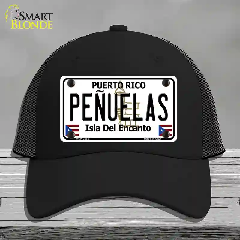 Penuelas Puerto Rico Novelty License Plate Hat Mesh / Black